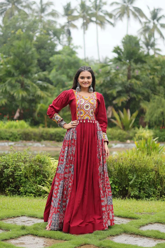 Mohini 9200 Red Color Rayon Gown Navratri Collections 2024