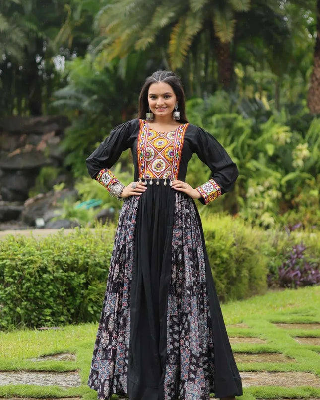 Mohini 9200 Black Color Rayon Gown Navratri Collections 2024