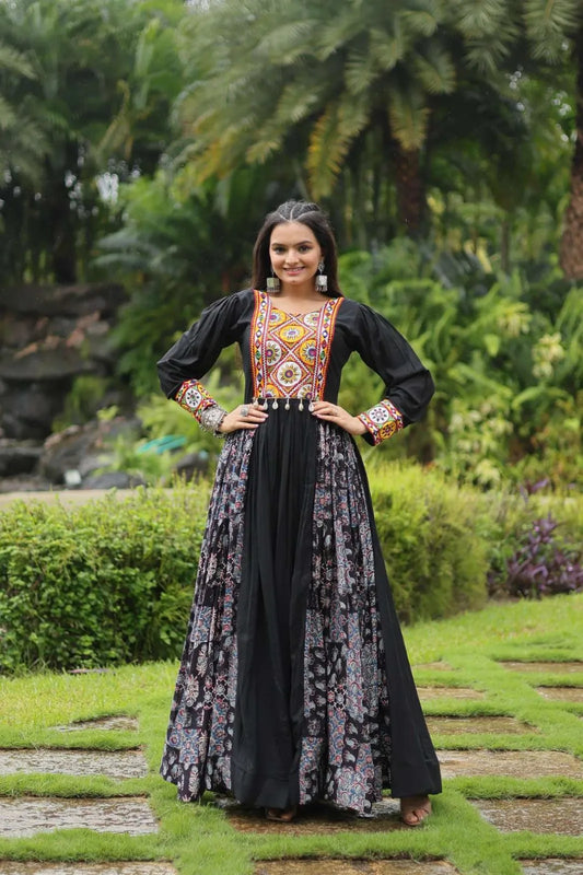 Mohini 9200 Black Color Rayon Gown Navratri Collections 2024
