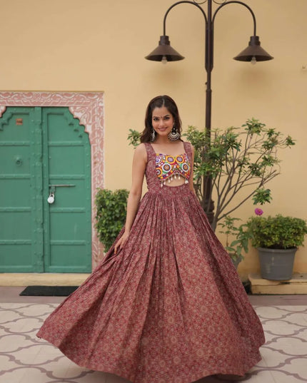 Mohini 9201 Gamti Work Cotton with Kutchi Work Navratri Gown 2024