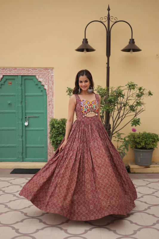 Mohini 9201 Gamti Work Cotton with Kutchi Work Navratri Gown 2024