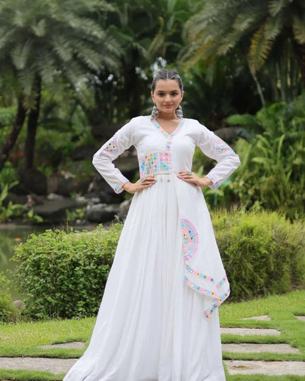 Mohini 9203 Navratri Mother White Color  Daughter Combo Gown Dress 2024