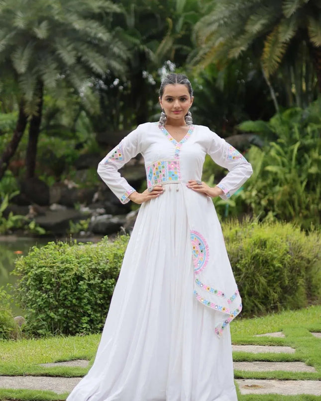 Mohini 9203 Navratri Mother White Color  Daughter Combo Gown Dress 2024