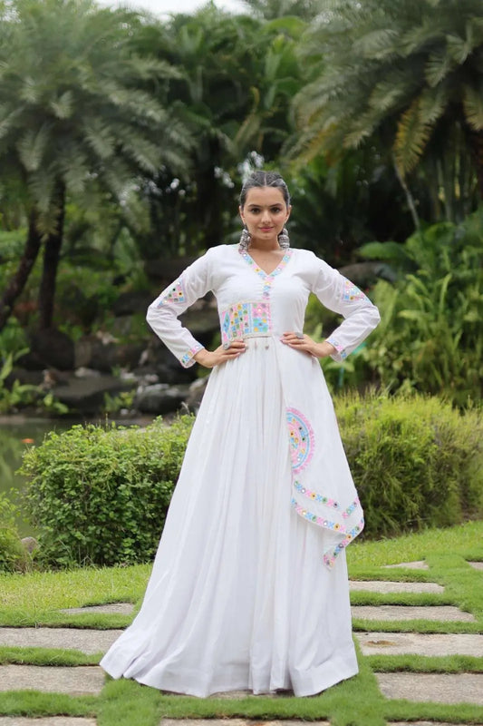 Mohini 9203 Navratri Mother White Color  Daughter Combo Gown Dress 2024