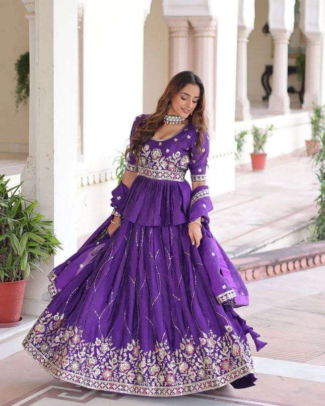 Moni 5059 Gold Crush Thread Embroidery Lehenga Choli