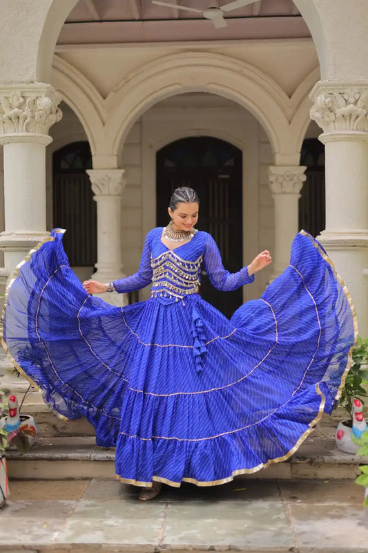 Moni 5047 Blue Color Leheriya Printed Navratri Lehenga Choli Collection 2025