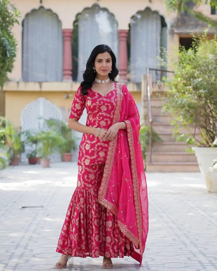 Mohini 9215 Viscose Georgette Kurti Gharara With Dupatta Eid Pakistani Collection