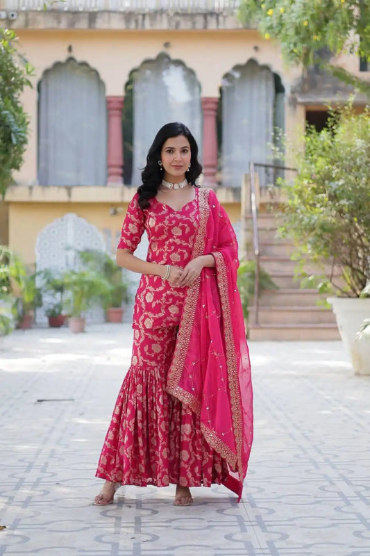 Mohini 9215 Viscose Georgette Kurti Gharara With Dupatta Eid Pakistani Collection