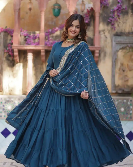 Mohini 9212 Flair Gown Made With Star Georgette Embroidered Dupatta 2025