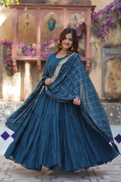 Mohini 9212 Flair Gown Made With Star Georgette Embroidered Dupatta 2025