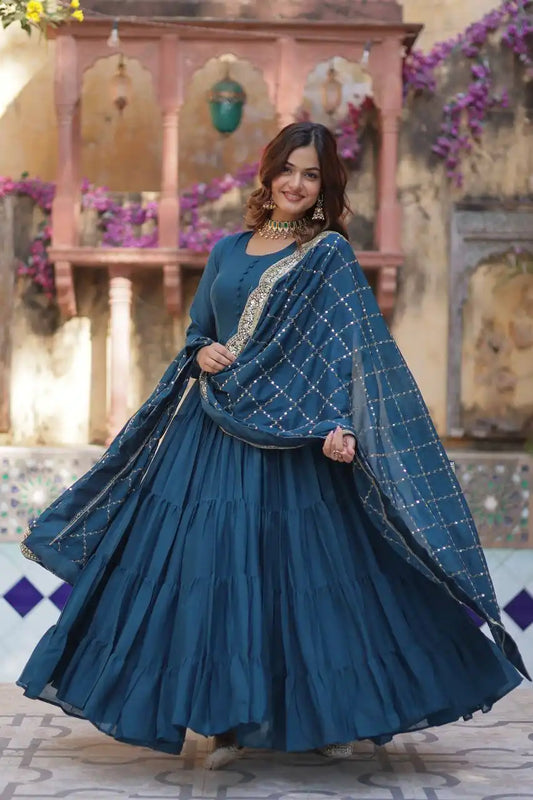 Mohini 9212 Flair Gown Made With Star Georgette Embroidered Dupatta 2025