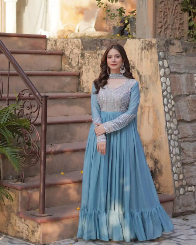 Moni 1151 Women Designer and Star Georgette Gown With dupatta