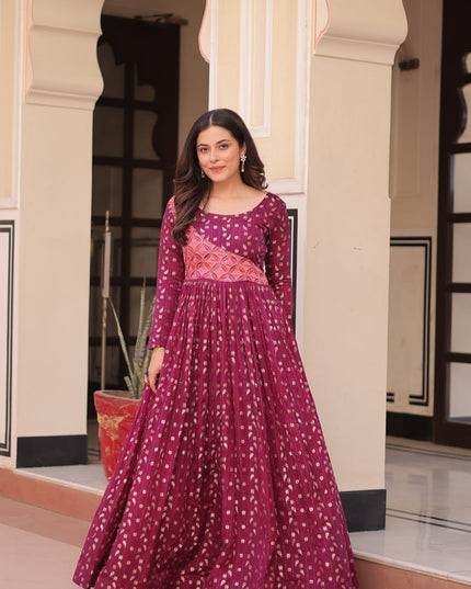 Mohini 9242 Party Wear Fancy Long Gown Position Print Weaving Work Design 2025