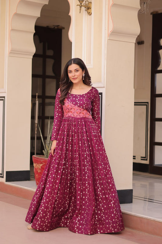 Mohini 9242 Party Wear Fancy Long Gown Position Print Weaving Work Design 2025