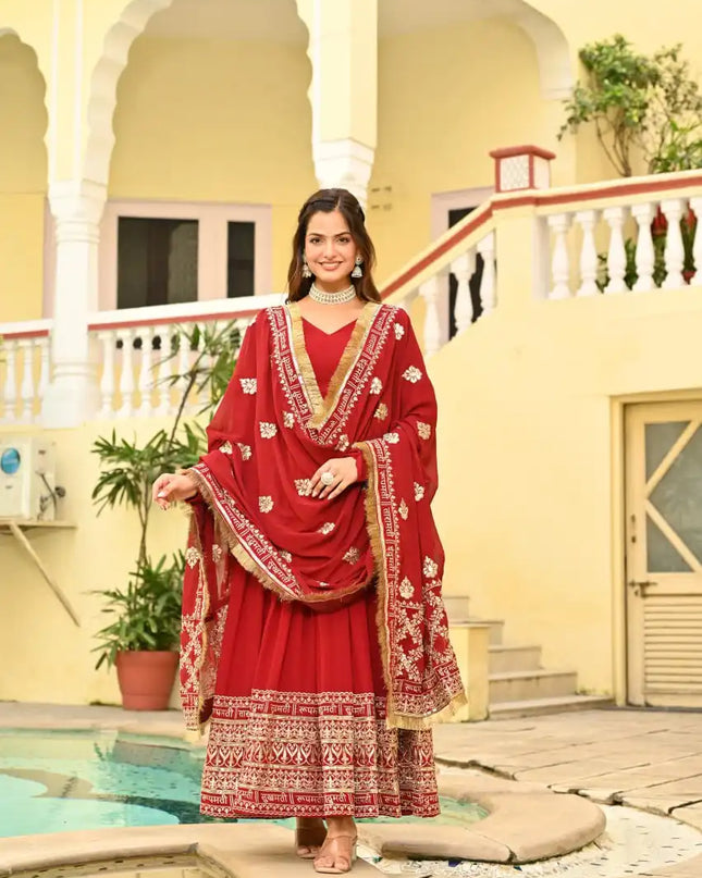 Moni 1207 Faux Blooming Gown With Sequins Embroidered Work