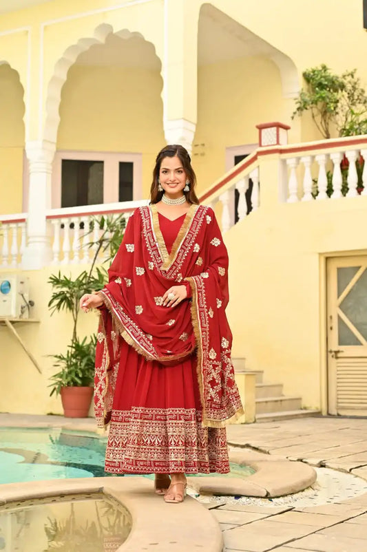 Moni 1207 Faux Blooming Gown With Sequins Embroidered Work