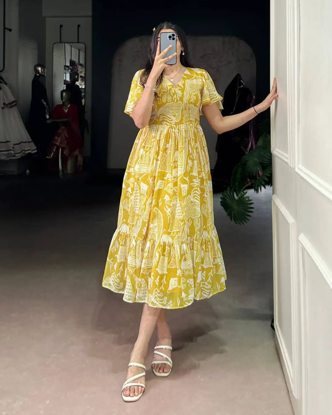 WMN 4503 Georgette Printed Western Frock Kurti Collections