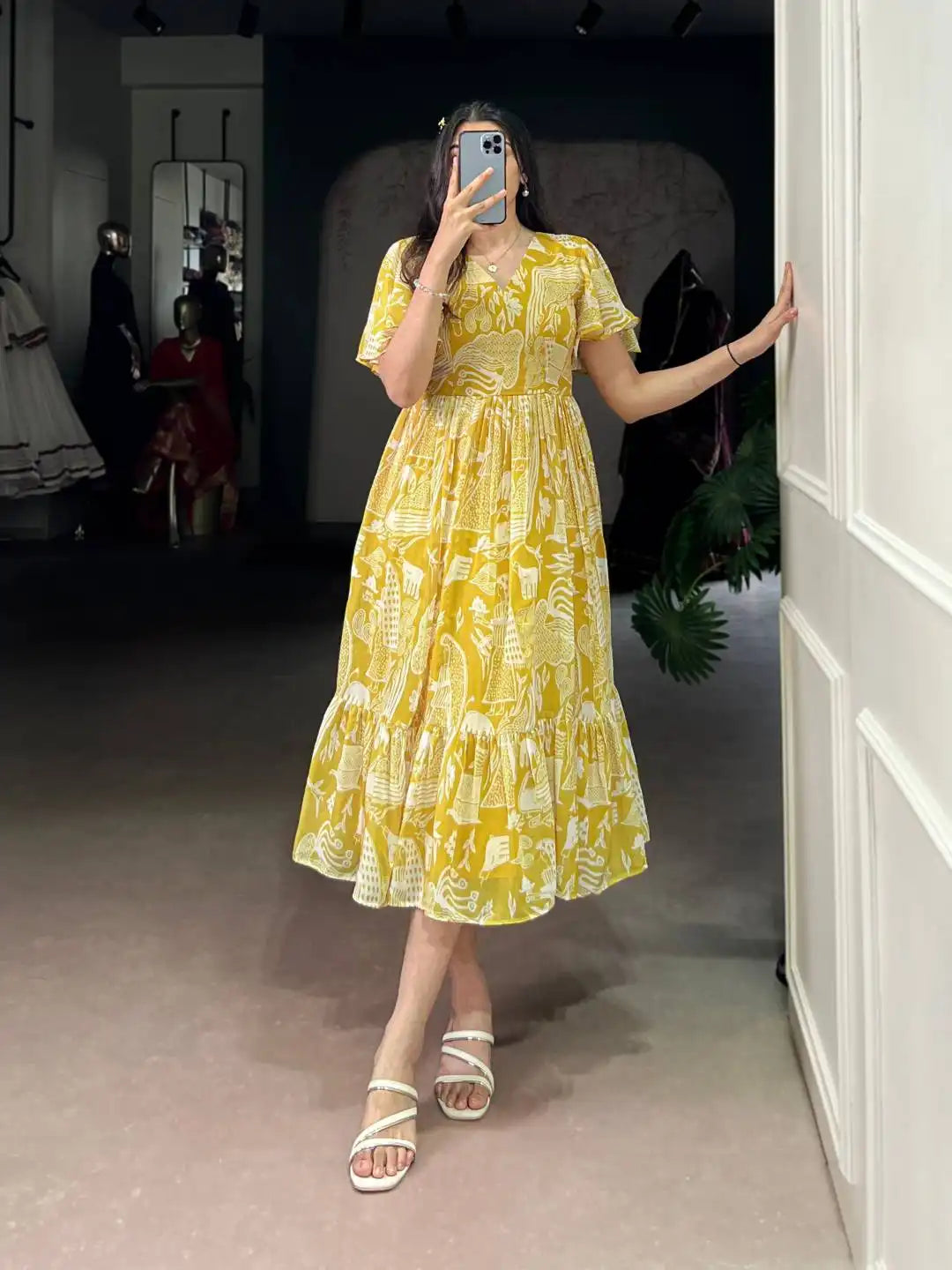 WMN 4503 Georgette Printed Western Frock Kurti Collections