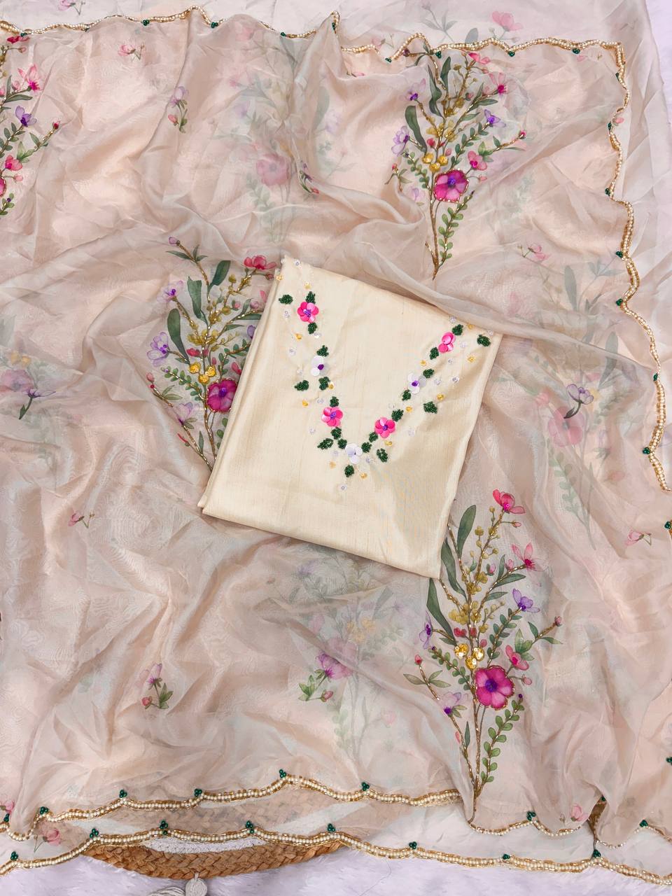 SS257 Soft Tabby Silk Ready to Wear Saree Hand Made Party Wear Collection