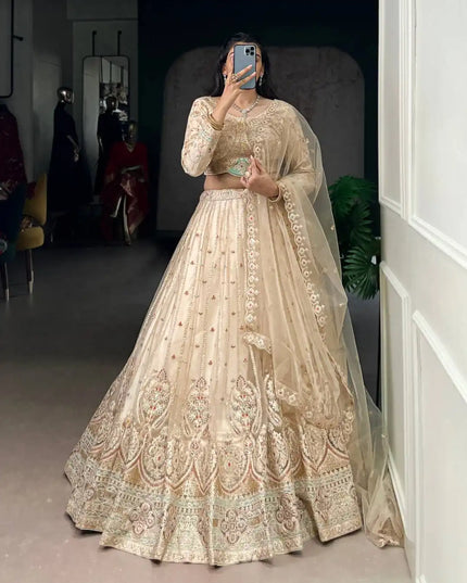 WMN 1453 Net Wedding Lehenga Choli With Embroidery