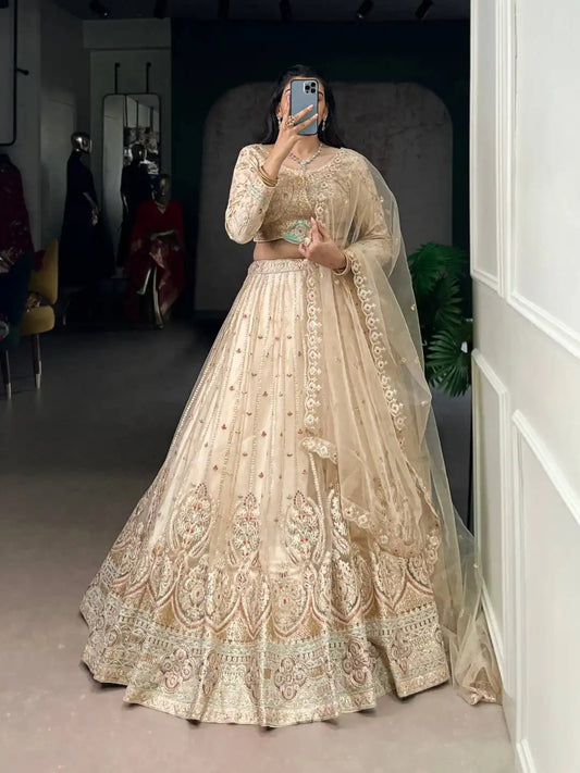 WMN 1453 Net Wedding Lehenga Choli With Embroidery