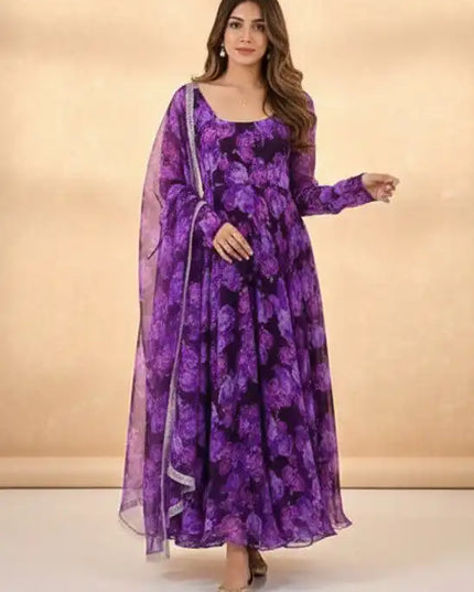 Shiv Vol 101 Georgette Purple Printed Gown Collection