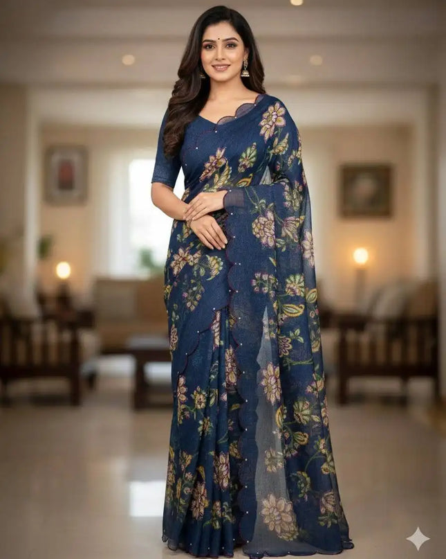 Kusum 801 Soft Cotton Linen Khatli Work Saree Collection