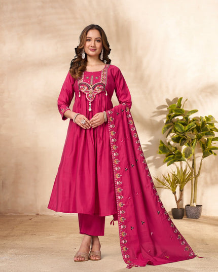 Lila 139 Roman Silk Pink Anarkali Kurtis Dress for Women