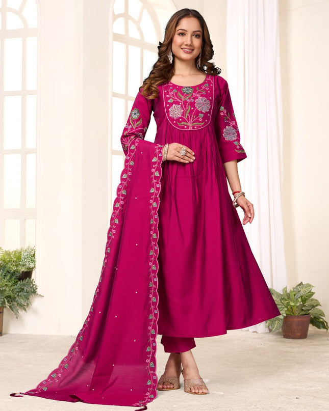 Lila 136 Rani Roman Silk Anarkali Readymade Suit