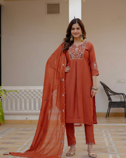 Lila 145 Orange Viscose Silk Readymade Suit 2026