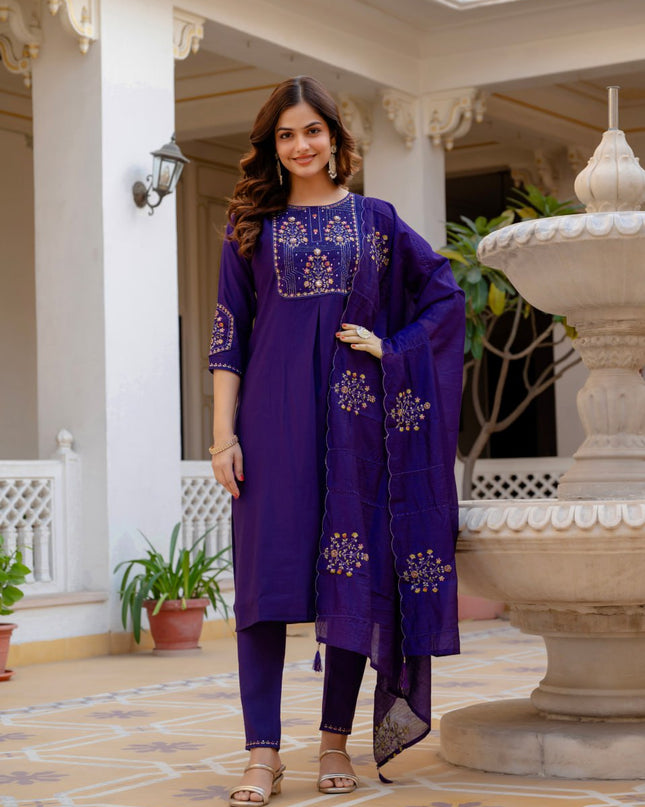 Lila 144 Purple Viscose Silk Designer Readymade Suit