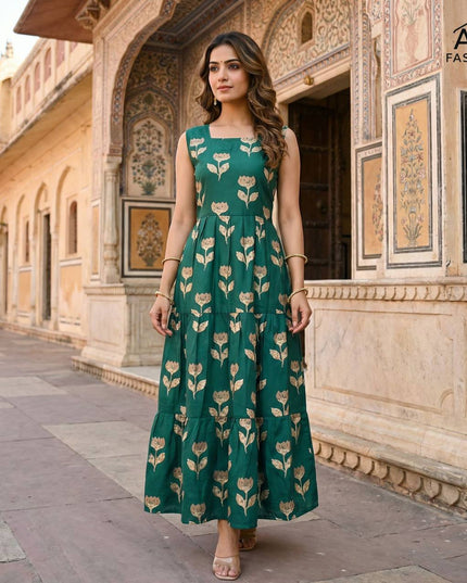 SS2016 Vol 03 Cotton Floral Printed Long Frock Gown For Women