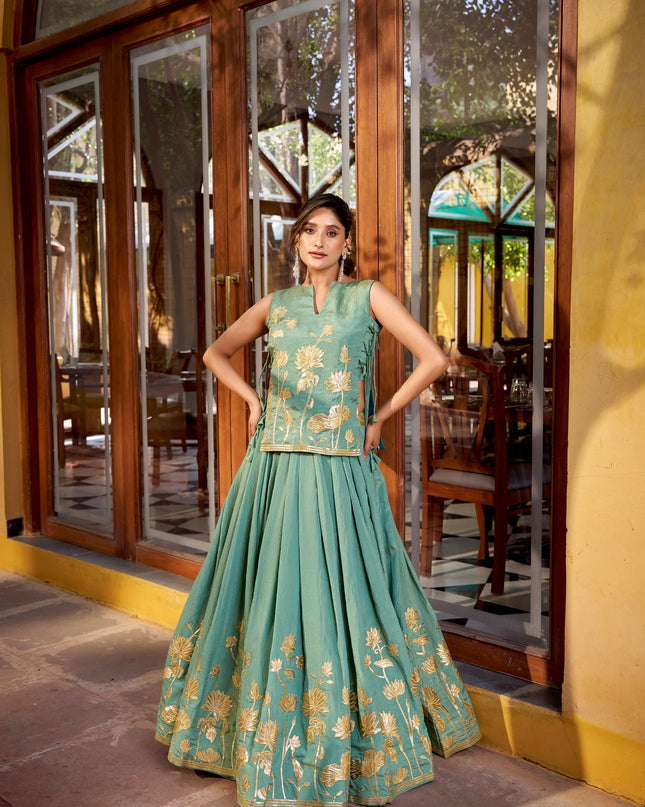 WMN 1122 Pure Shimmer Designer Co Ord Set Lehenga For Women