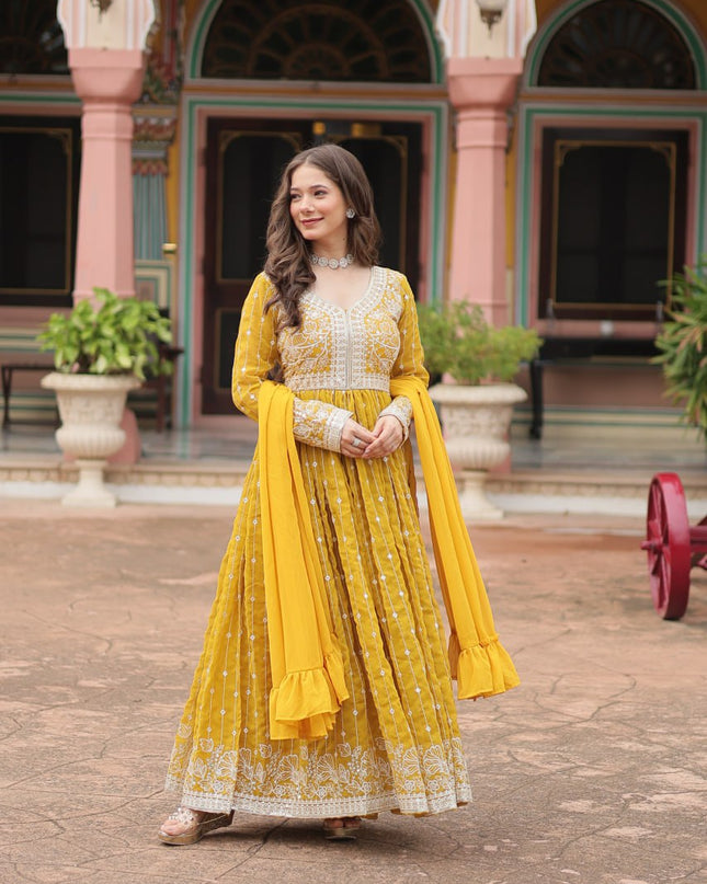 Mohini 9305 Yellow Faux Georgette Designer Readymade Suit