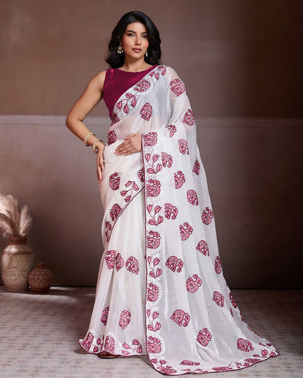 Kiara Elephent Fendy Chiffon Embroidery Party Wear Saree