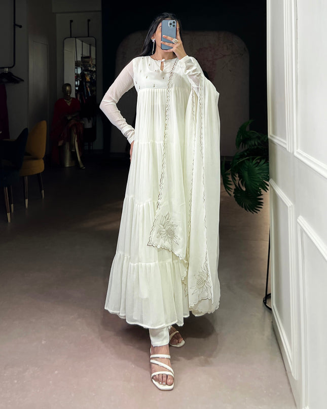 WMN 5001 White Marbel Anarkali Readymade Suit