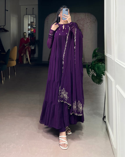 WMN 5001 Purple Marbel Anarkali Readymade Suit 2026