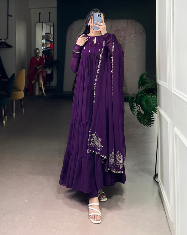 WMN 5001 Purple Marbel Anarkali Readymade Suit 2026