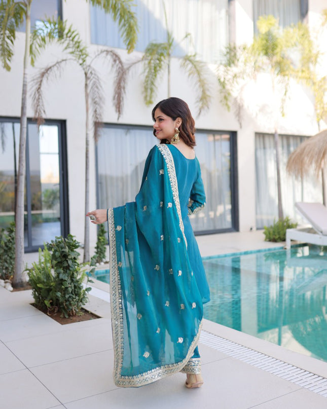Moni 1232 Fendi Silk Sequence Embroidery Readymade Suit