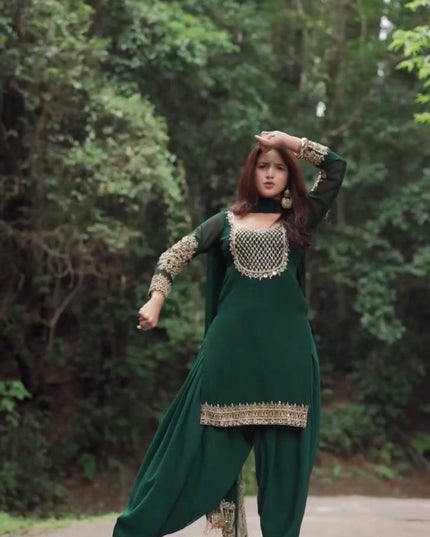 Deepika 5978 Green Foux Gorgette Readymade Dress Collection