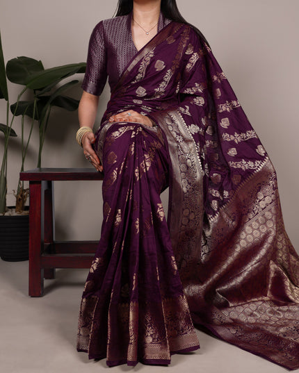 WMN 7914 Wine Naylon Weaving Work Festival Saree