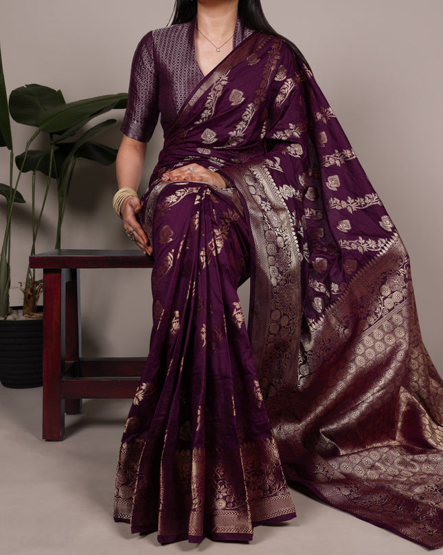 WMN 7914 Wine Naylon Weaving Work Festival Saree
