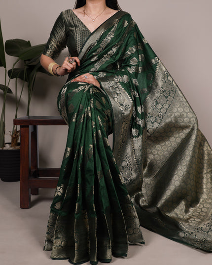 WMN 7914 Green Naylon Weaving Work Festival Saree 2026