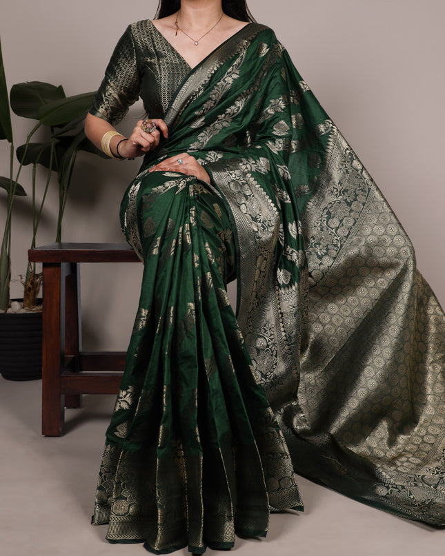WMN 7914 Green Naylon Weaving Work Festival Saree 2026