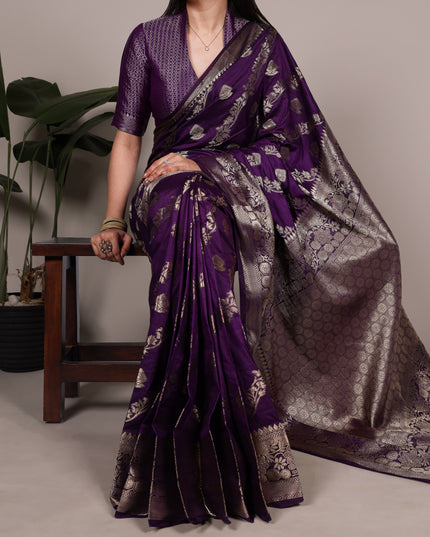 WMN 7914 Purple Naylon Weaving Work Festival Saree Collection