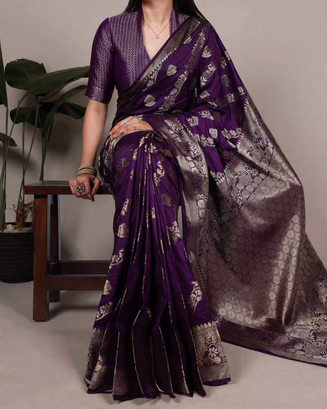 WMN 7914 Purple Naylon Weaving Work Festival Saree Collection