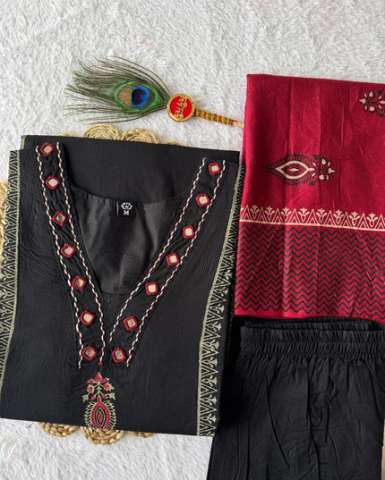 KR 399 Black Cotton Women Readymade Dress Collection