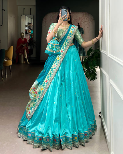 WMN 2030A Sky Blue Soft Silk Paithani Lehenga Choli