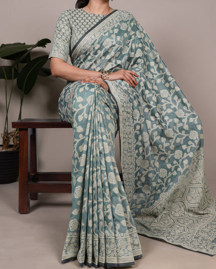 WMN 8004 Cotton Silk Flower Printed Saree Collection