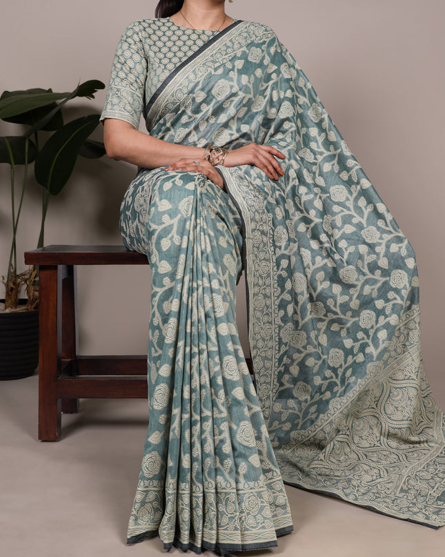 WMN 8004 Cotton Silk Flower Printed Saree Collection